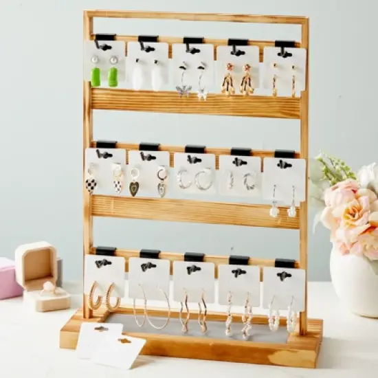 Earring Cards - 200-Pack Hanging Earring Card Holder, Paper Jewelry Display Cards for Earrings, Ear Studs, White, 2 x 2 Inches image {2}