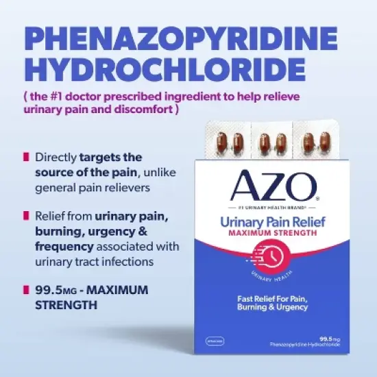 AZO Maximum Strength Urinary Pain Relief, UTI Pain Reliever - 24ct image {6}