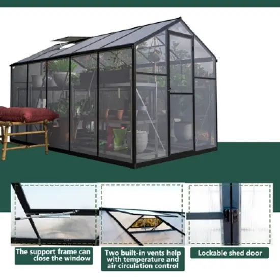 Greenhouse for Outdoors, Walk In Greenhouse with Lockable Door, Ventilation Window and Aluminum Frame for Backyard Balcony Garden Sunroom image {6}