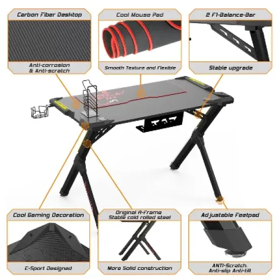 44x25 Gaming Desk with R-shaped Legs image {5}