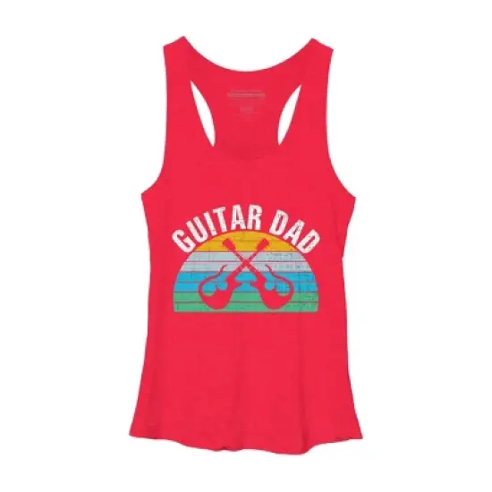 Women's Design By Humans Retro Dueling Electric Guitar Dad By DragonTee Racerback Tank Top image {4}