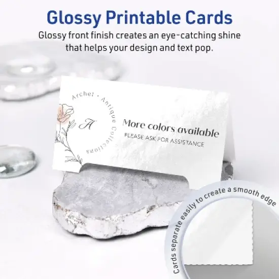 Avery Printable Tent Cards, 2-1/16" x 3.75", Glossy White, 100ct image {1}