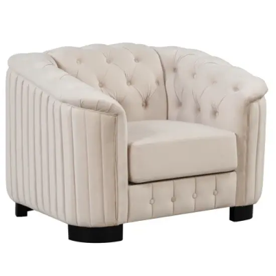 Modern Velvet Upholstered Accent Sofa Chair with Thick Removable Cushion-ModernLuxe image {1}