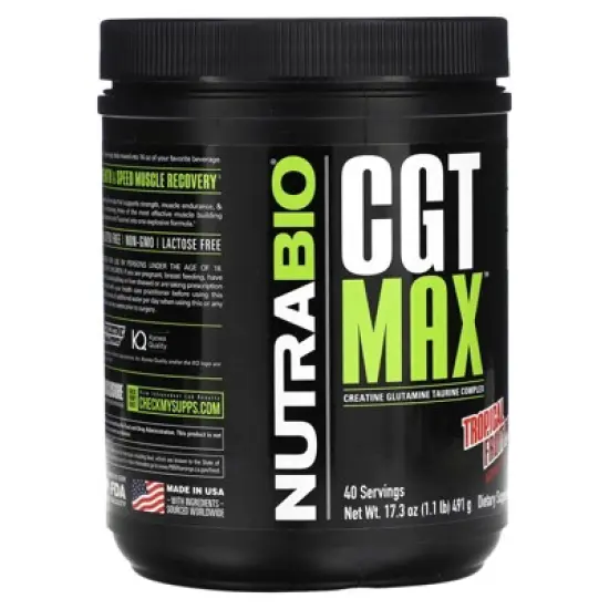 NutraBio CGT MAX, Tropical Fruit Punch, 1.1 lb (491 g) image {3}
