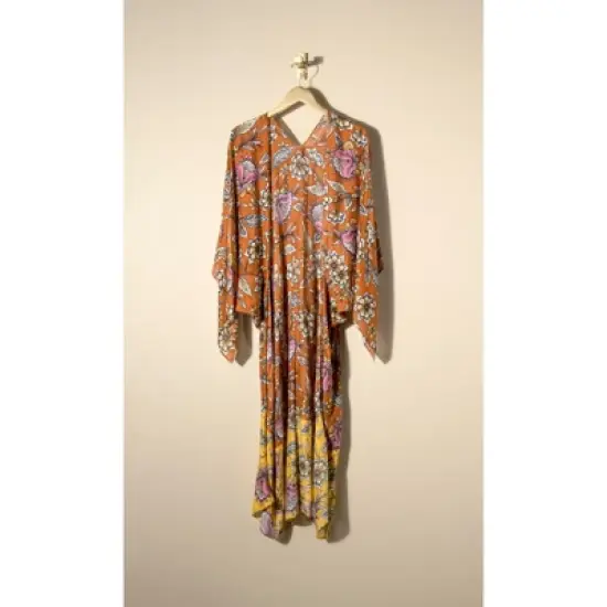 Shiraleah Orange and Yellow Floral Long Cover Up image {5}