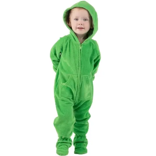 Footed Pajamas - Emerald Green Infant Hoodie Fleece Onesie image {3}