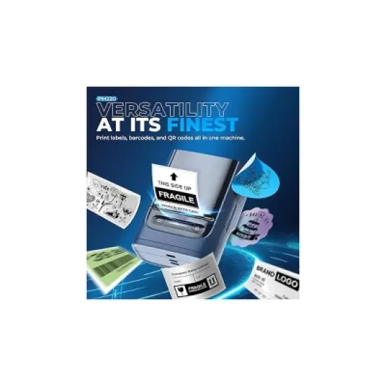 Nelko PM220 2" Portable Bluetooth Label Printer Blue with 50x30mm 100pc Roll and 40x30mm 230pc Roll image {3}