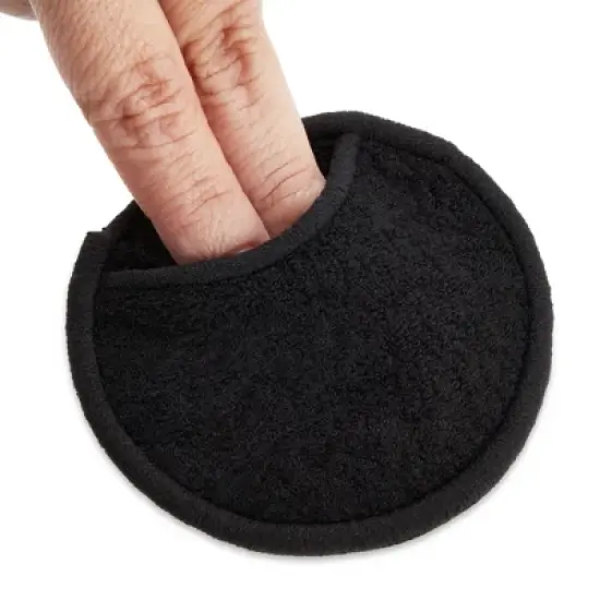 Glamlily 16 Pack Reusable Cotton Rounds, Black Makeup Remover Face Pads, Make Up Removal Cloths with Storage Holder Bag image {3}