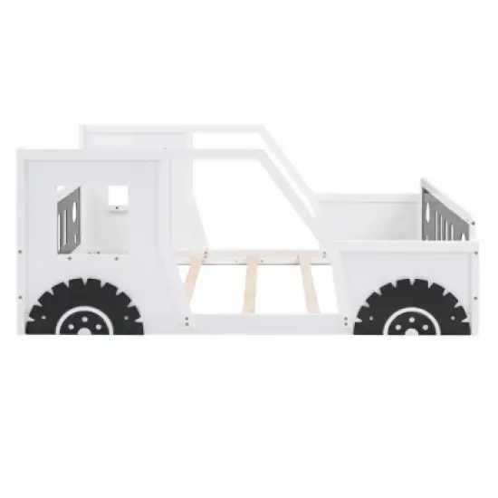 Full Size Classic Car-Shaped Platform Bed with Wheels - ModernLuxe image {8}