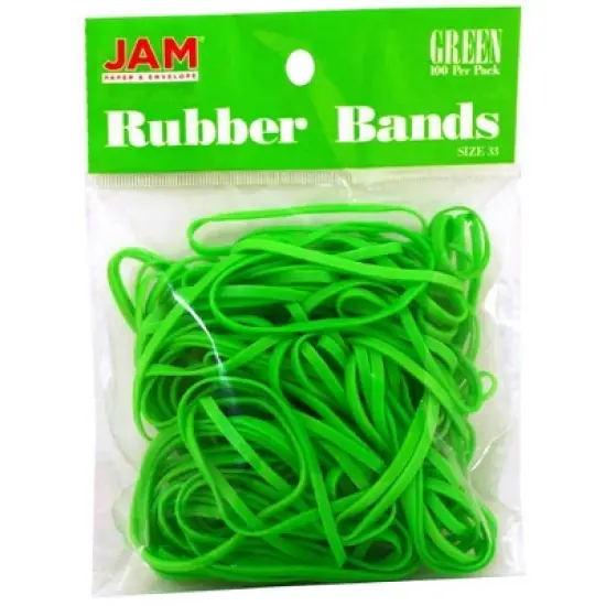 JAM Paper 100pk Colorful Rubber Bands - Size 33 - Green image {4}
