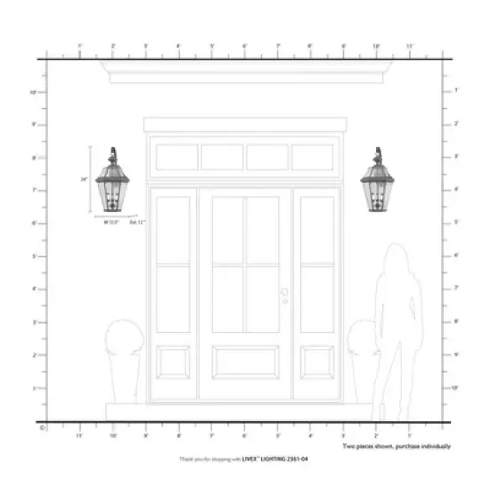 Livex Lighting Georgetown 3 - Light Wall Light in  Black image {1}