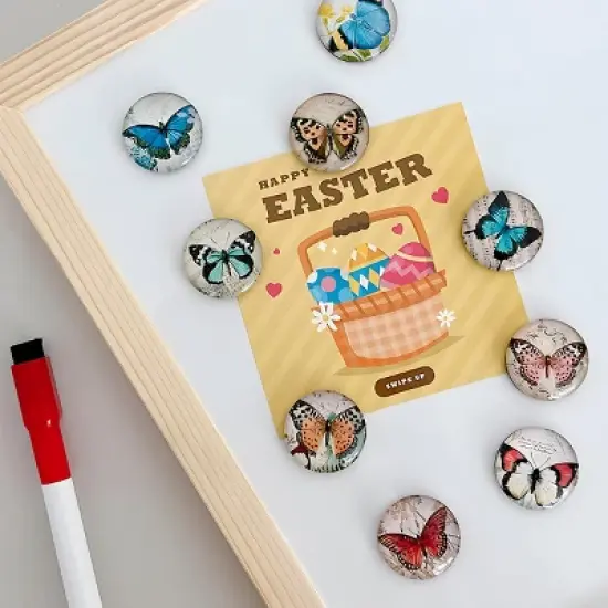 Wrapables Crystal Glass Magnets, Refrigerator Magnets for Office Whiteboards, Cabinets, Lockers (Set of 12), Butterflies image {5}