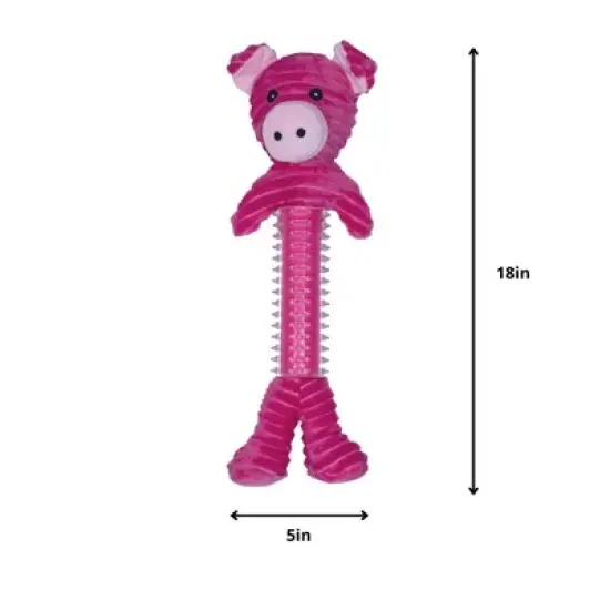 American Pet Supplies 18-Inch Pink Pig Corduroy Squeaking Dog Toy With Durable Rubber Protrusions image {3}
