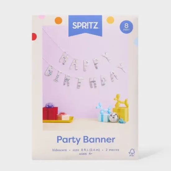 Iridescent Happy Birthday Party Banner - Spritz&trade; image {3}