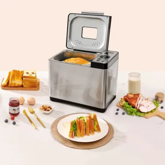 VEVOR Bread Maker, 19-in-1 2LB Dough Machine, Nonstick Ceramic Pan Automatic Breadmaker, 3 Loaf Sizes, 3 Crust Colors, Silver image {1}
