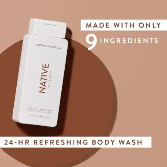 Native Body Wash for Men - Coconut & Vanilla - Sulfate Free - 18 fl oz image {5}