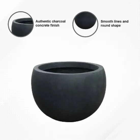 Rosemead Home & Garden, Inc. Concrete Outdoor Planter Pot with Drainage Hole Black 20"x20" image {7}