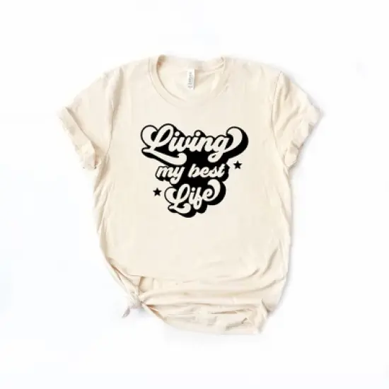 Simply Sage Market Women's Retro Living My Best Life Short Sleeve Graphic Tee image {3}