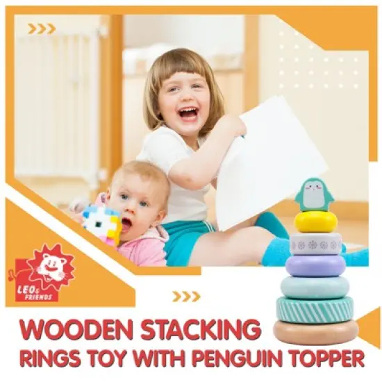 Leo & Friends Penguin Stacking Toddler Ring Tower image {2}