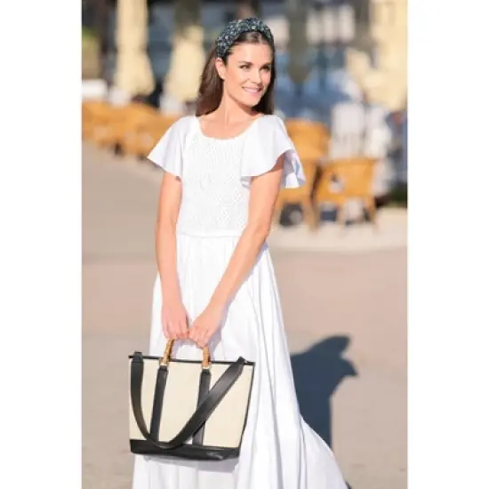 Shiraleah Black and Blue Floral Print Knotted Headband image {2}