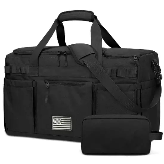Tactical Travel Duffel bag with Removable Dividers & Shoe Compartment, Weekender Carry on Bag image {6}