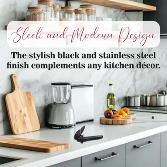 Swing-A-Way Locking Can Opener with Sharp Blade, Manual Hand Held, 2-in-1 Can and Bottle Opener, Made of Steel, Easy Turn Knob - (Black) image {6}