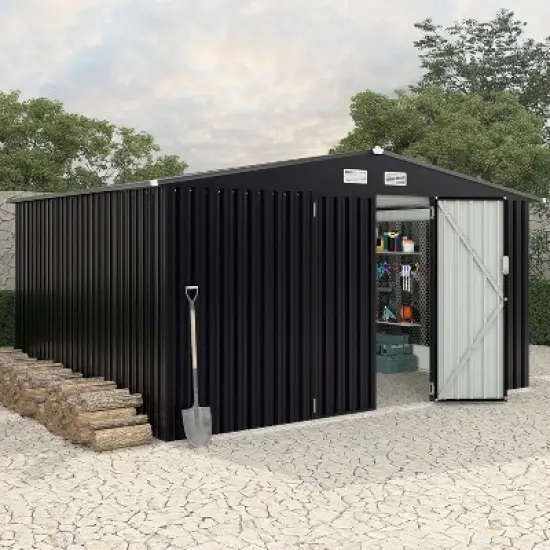 8x10 FT Metal Storage Sheds Outdoor, Metal Garden Shed Kit, MetalTool Shed With Lockable Door, Utility Buildings With Air Vent for Backyard Garden image {8}