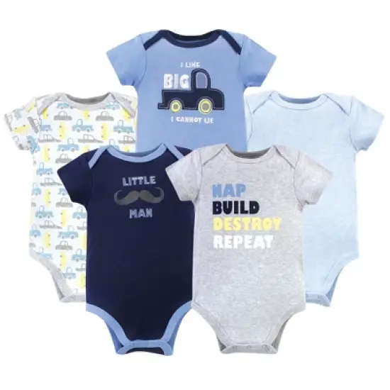 Luvable Friends Baby Boy Cotton Bodysuits 5pk, Trucks image {6}