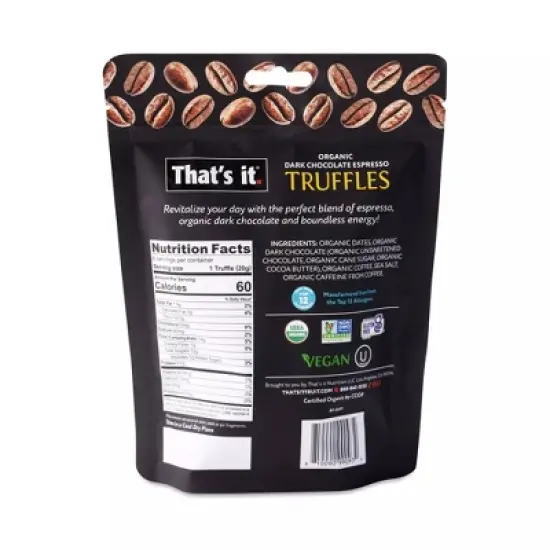 That's It Organic Dark Chocolate Espresso Truffles - Case of 6/4.2 oz image {2}