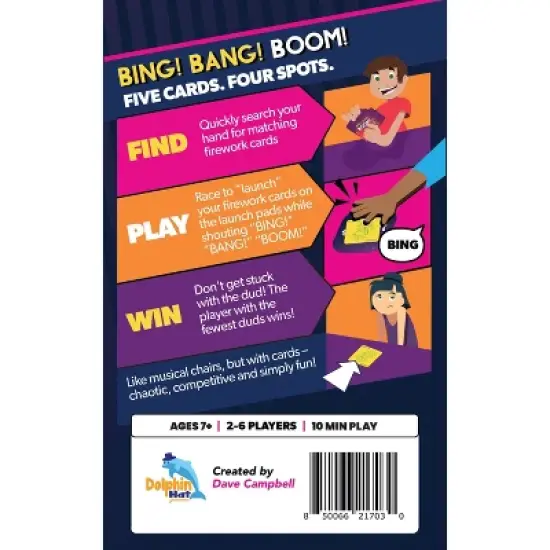 Dolphin Hat Games Bing Bang Boom Card Game: Creative Thinking, 2-6 Players, Party Game with Instructions image {1}