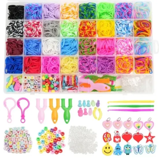 LotFancy 32 Colors Rubber Band Bracelet Kit, Loom Bracelet Making Refill Kit for Adults Ages 12+ image {1}