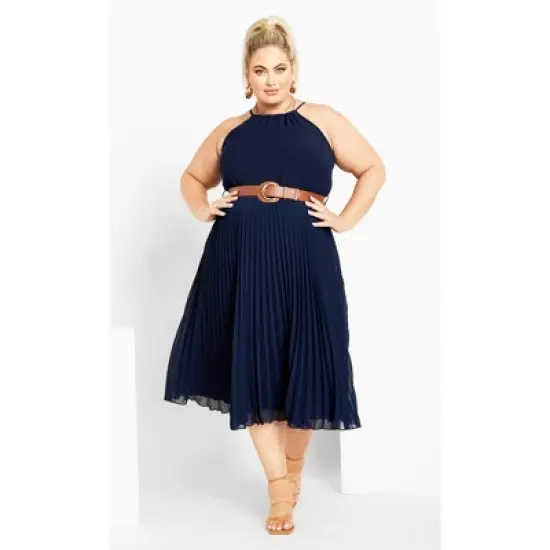 Women's Plus Size  DRESS HALTER PLEAT | CITY CHIC image {6}