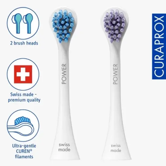Curaprox Hydrosonic Power Duo Brush Heads, 2-Pack for Deep, Targeted Cleaning image {1}