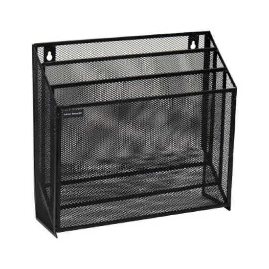 Mind Reader Vertical File Storage, Desktop Organizer, Wall Mount, Office, Metal Mesh, 12.5"L x 3.75"W x 11.5"H, Black image {4}