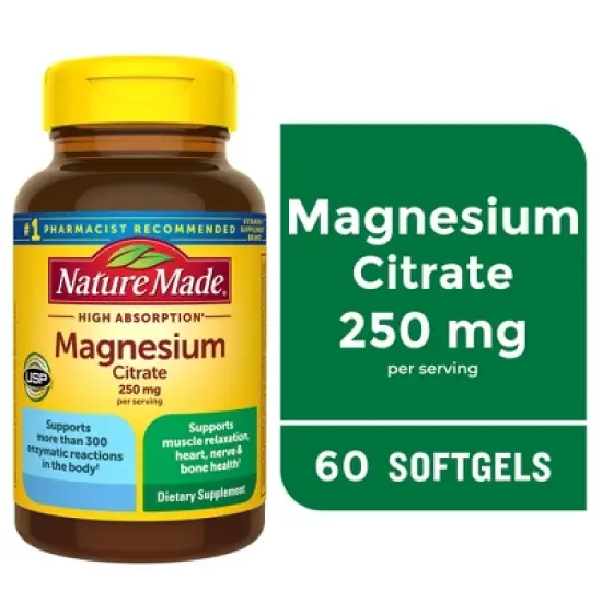 Nature Made Magnesium Citrate 250mg Muscle, Nerve, Bone & Heart Support Supplement image {8}