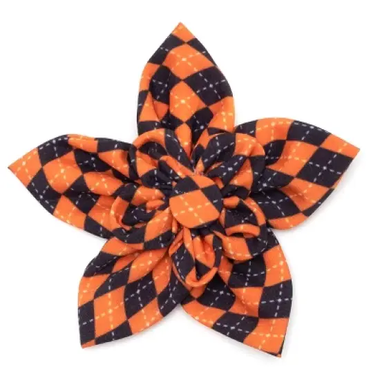 The Worthy Dog Halloween Argyle Flower Adjustable Collar Attachment Accessory image {1}