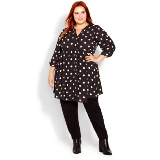 Women's Plus Size Gathered Waist Tunic - black spot | EVANS image {4}
