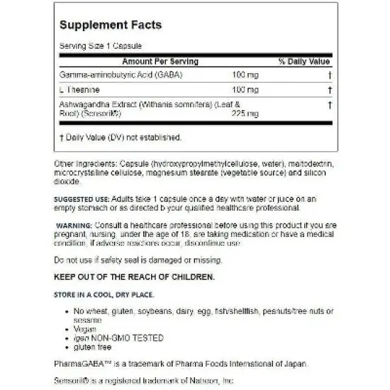 Jarrow Formulas, Inc. Vegan Gaba Soothe 30 Veg Caps image {1}