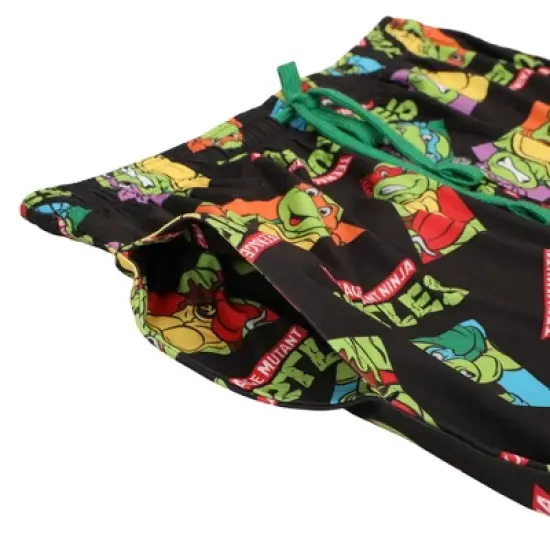 Teenage Mutant Ninja Turtles Character Squares Men's Black Sleep Pajama Pants image {2}