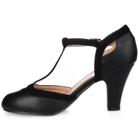Journee Collection Womens Olina Wide Width Round Toe High Block Heel Pumps image {1}