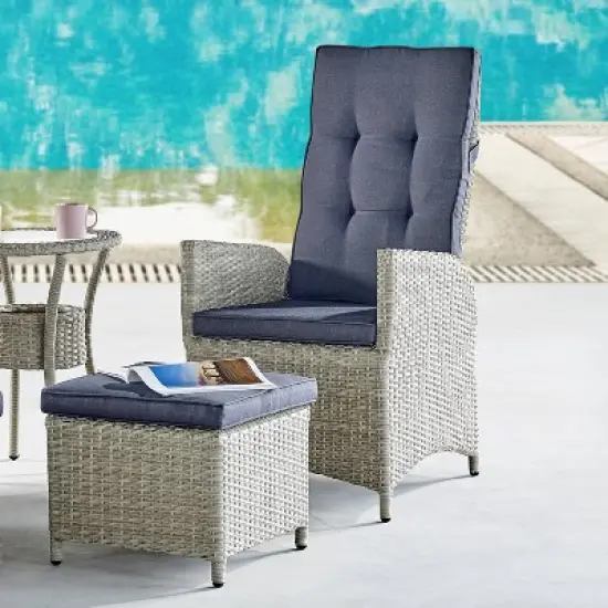 5pc All-Weather Wicker Haven Recliner and Accent Table Set - Alaterre Furniture image {2}