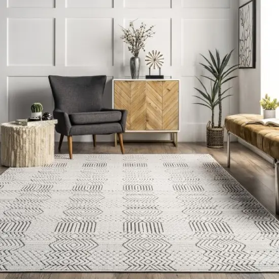 nuLOOM Valerie Textured Geometric Indoor/Outdoor Patio Area Rug image {7}