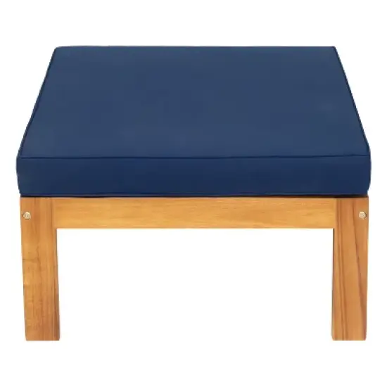 FIONECA Outdoor 5-Piece Wooden Sectional Sofa Set, Patio Backyard Seating Group with Cushions, Natural Wood Finish + Blue Cushions image {12}