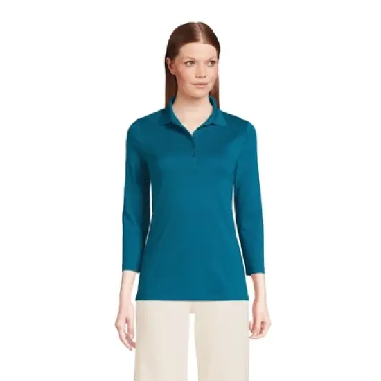 Lands' End Women's Supima Cotton 3/4 Sleeve Polo Shirt image {6}