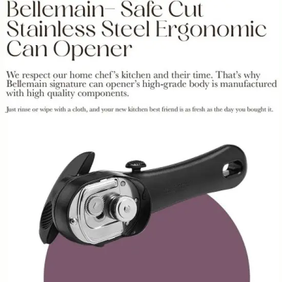 Bellemain Safe-Cut Stainless Steel Ergonomic Manual Can Opener, Smooth Edge for Home Chefs image {6}
