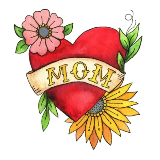Junior's Design By Humans Watercolor Flower Mom Tattoo By latheandquill T-Shirt image {1}