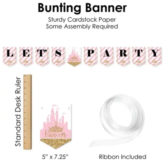 Big Dot of Happiness Little Princess Crown - Pink and Gold Baby Shower or Birthday Party Supplies Decoration Kit - Decor Galore Party Pack - 51 Pieces image {4}