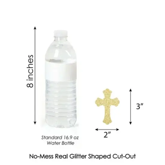 Big Dot of Happiness Gold Glitter Cross Party Straws - No-Mess Real Glitter Cut-Outs & Decorative Baptism or Baby Shower Paper Straws - Set of 24 image {4}