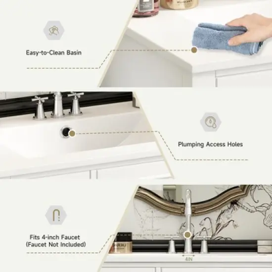 Mshliw 30" Bathroom Vanity with Sink, Modern Freestanding Storage Cabinet with 2 Drawers, Soft Closing Door, Solid Wood Frame and Ceramic Basin image {9}