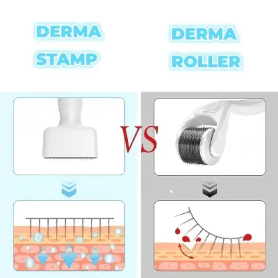 YEVYO Microneedles Derma Roller - Microneedling Stamp 0.25 mm, Micro Needle Skin Care Tool for Men and Women Home Use - White image {2}